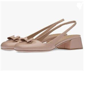 YDN Nude Square Toe Slingback Pumps Slip on Block Low Heels Sandal Formal Loafer
